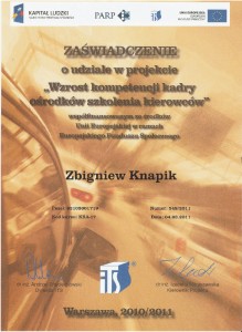 zaswiadczenie kompetencja ITS
